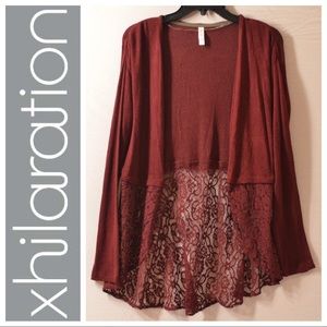 Maroon Lace Cardigan, Long Sleeve